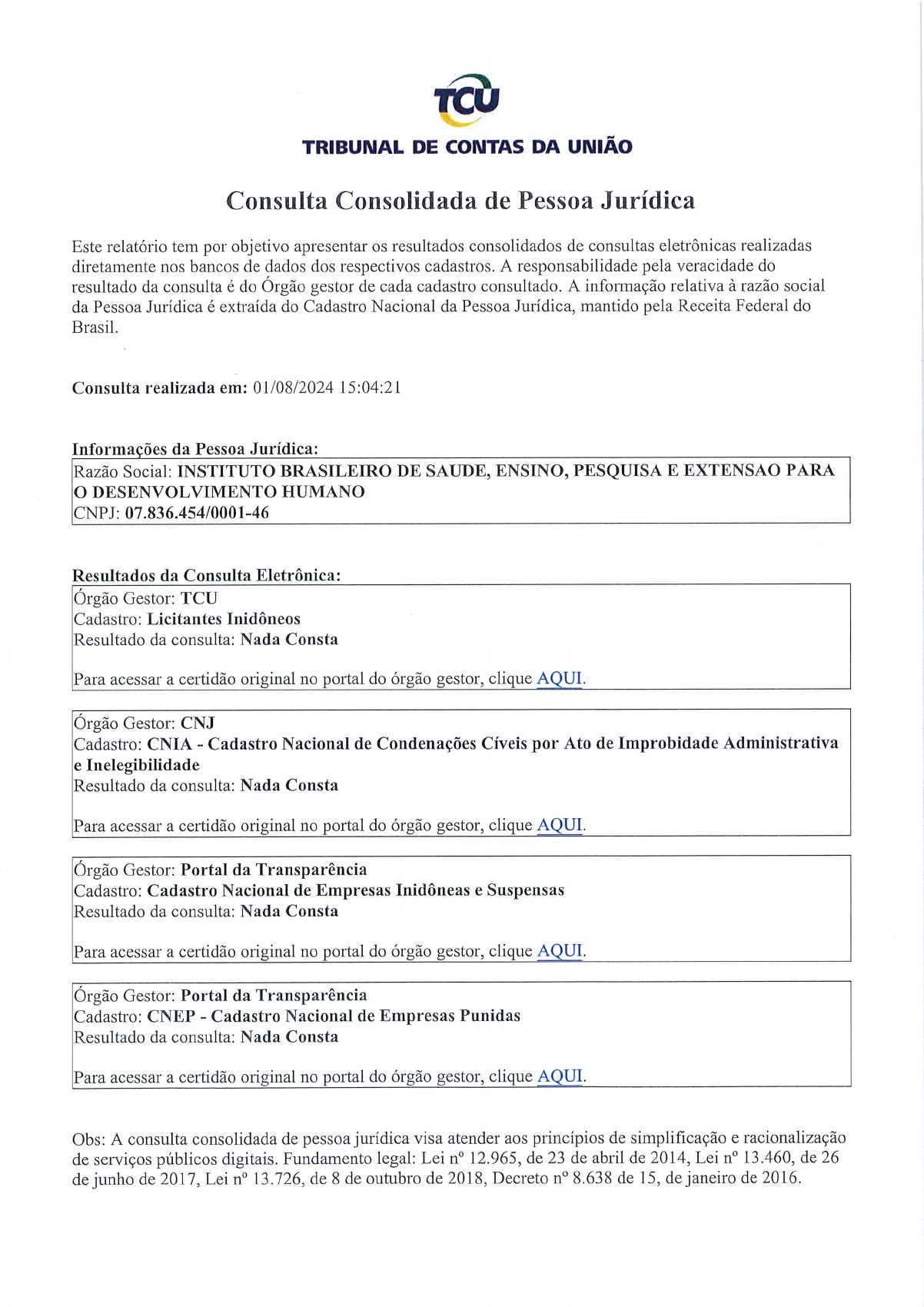 Página 1 de Consulta Consolidada de Pessoa Jurídica