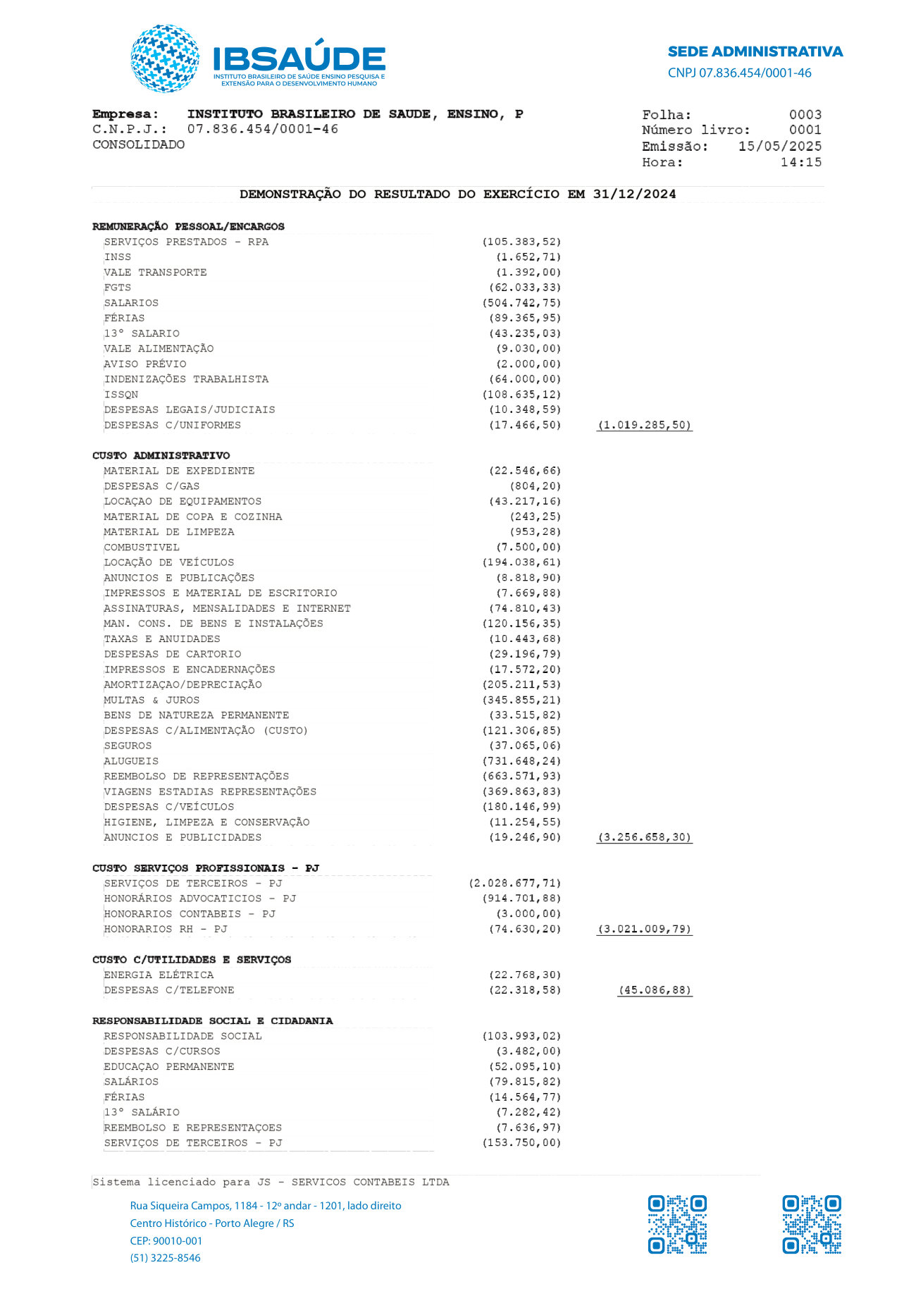 Página 3 de Demonstração de Resultado do Exercício