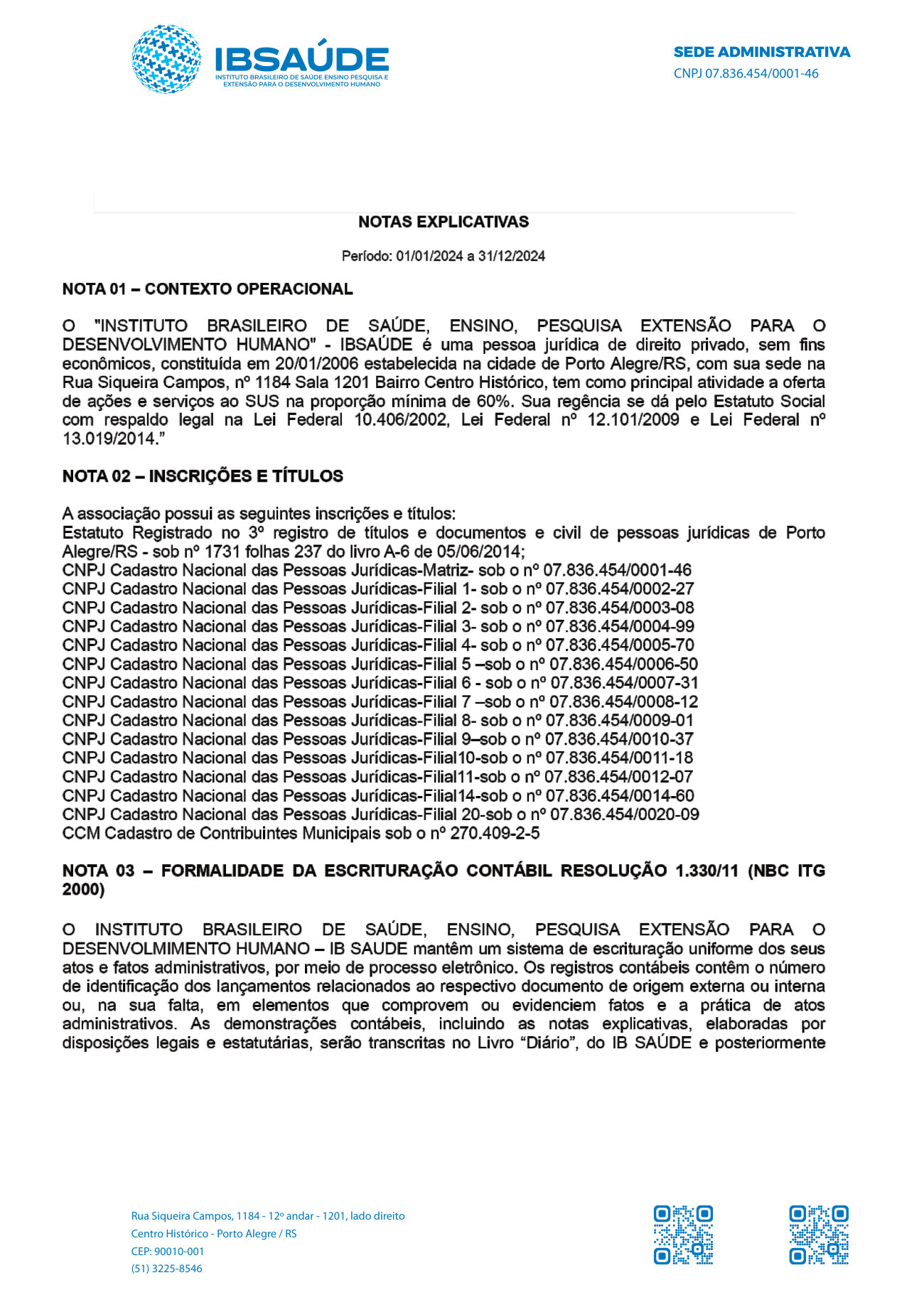 Página 1 de Notas Explicativas
