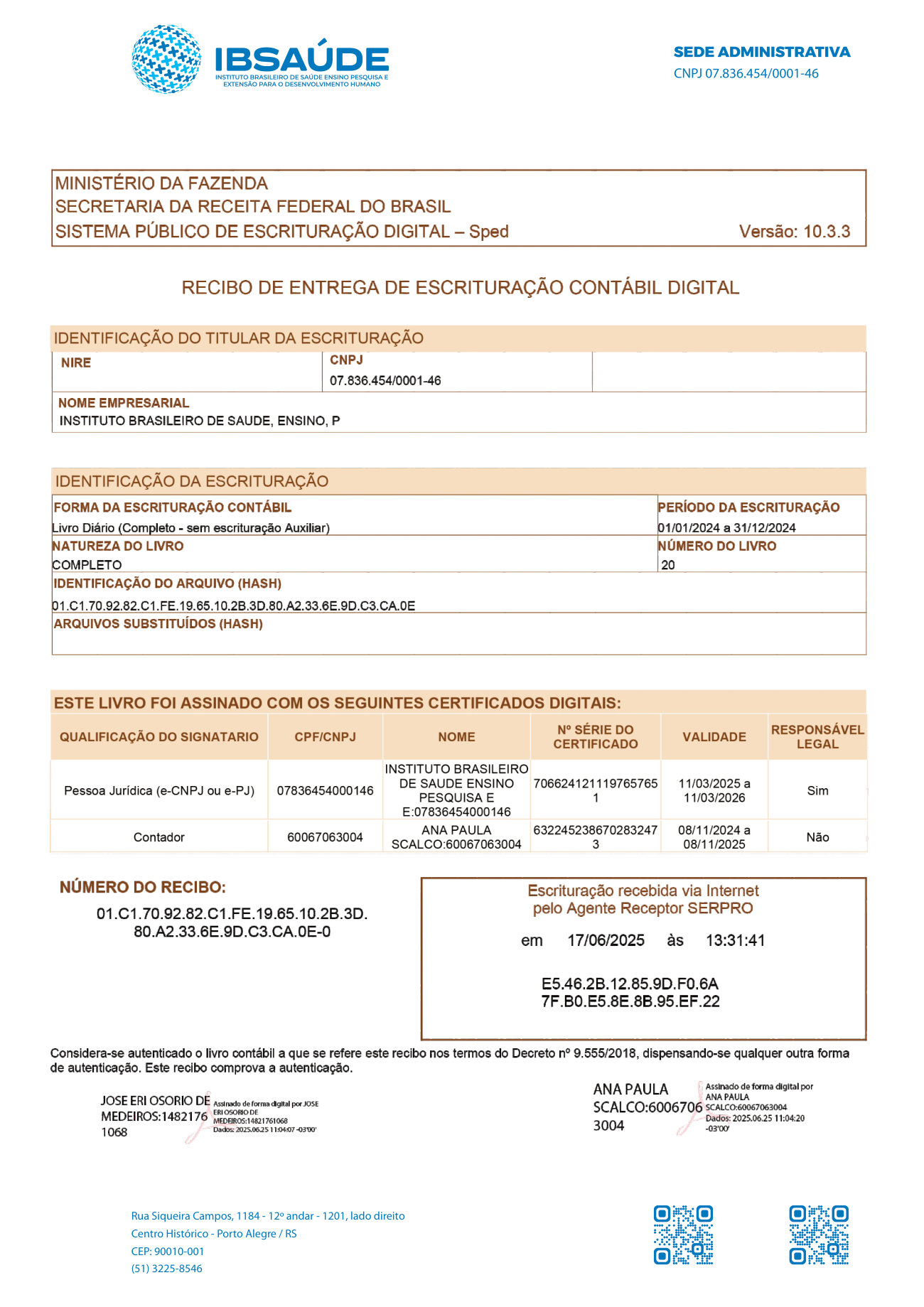 Página 1 de Recibo Entrega ECD