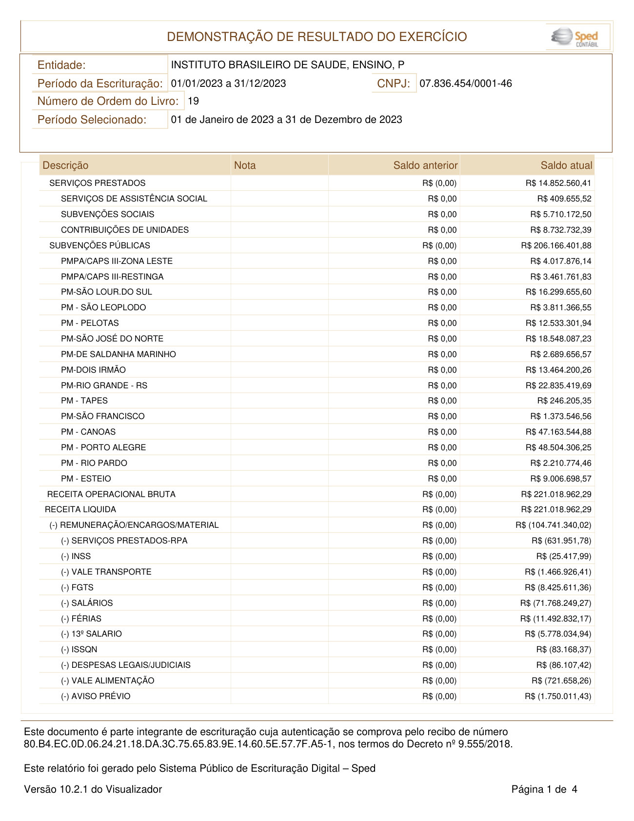 Página 1 de DEMONSTRAÇÃO DE RESULTADO DO EXERCÍCIO
