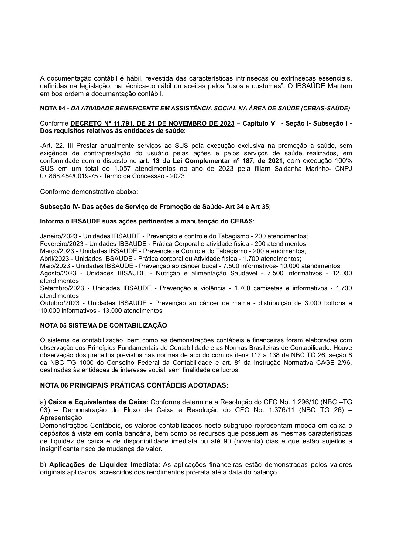 Página 2 de NOTAS EXPLICATIVAS 2023