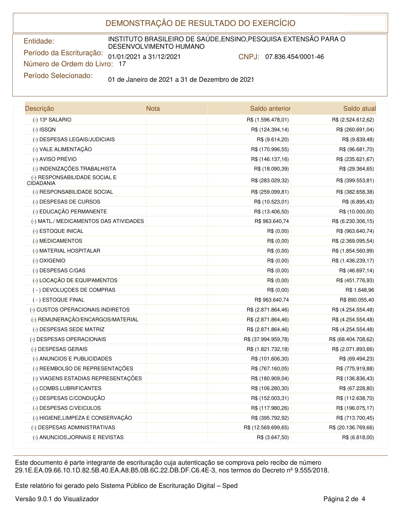 Página 2 de Demonstração de Resultado do Exercício
