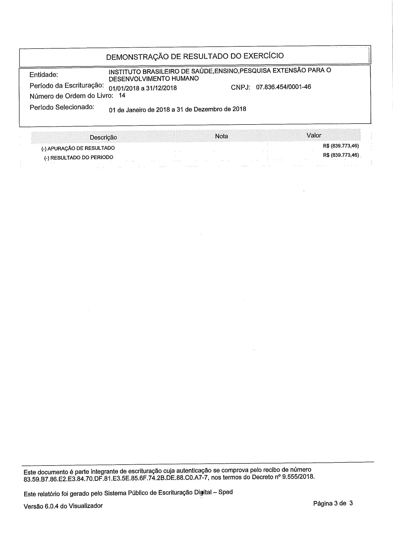 Página 8 de Balanço Patrimonial Exercício 2018