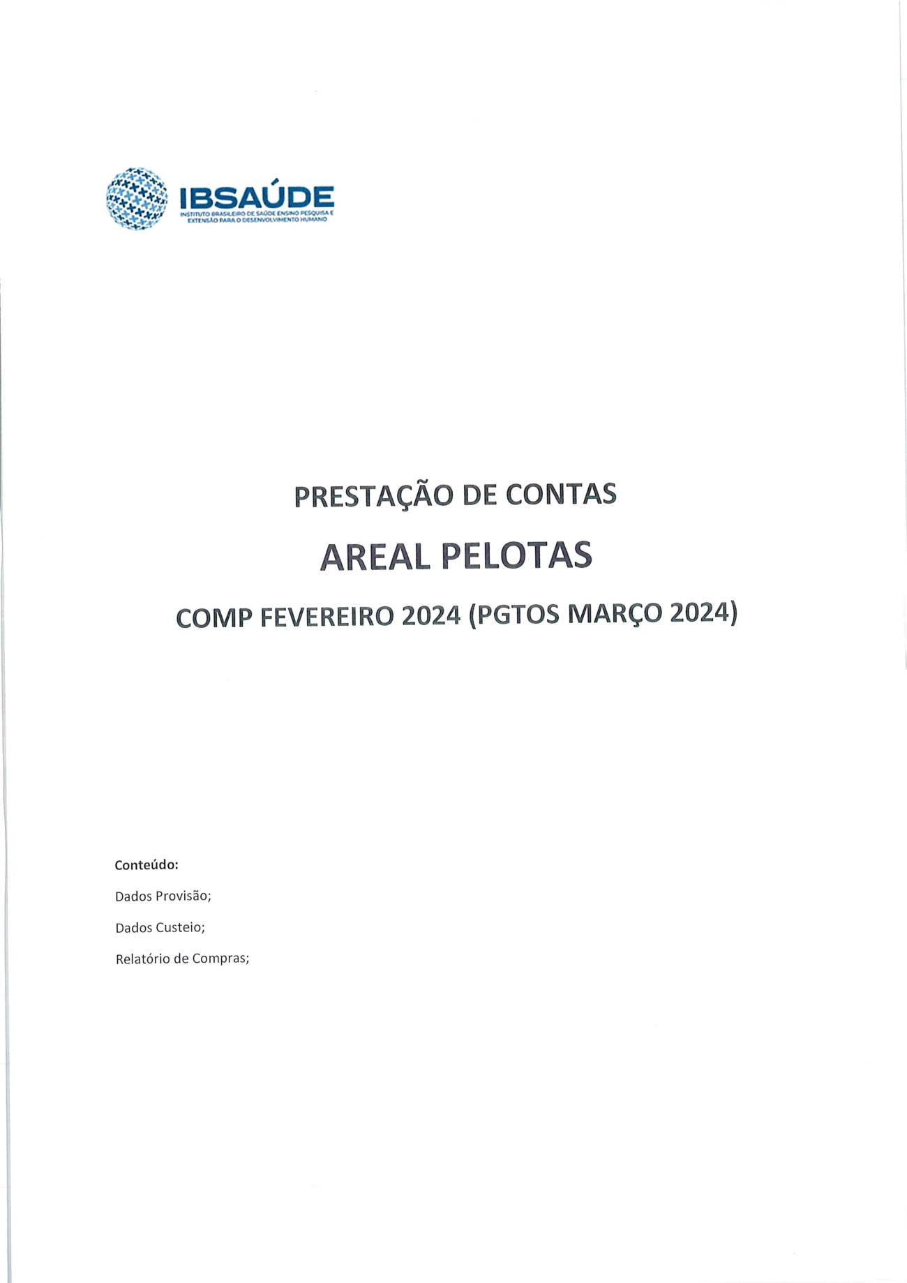 Página 1 de Relatorio Financeiro Upa Areal Fevereiro 2024