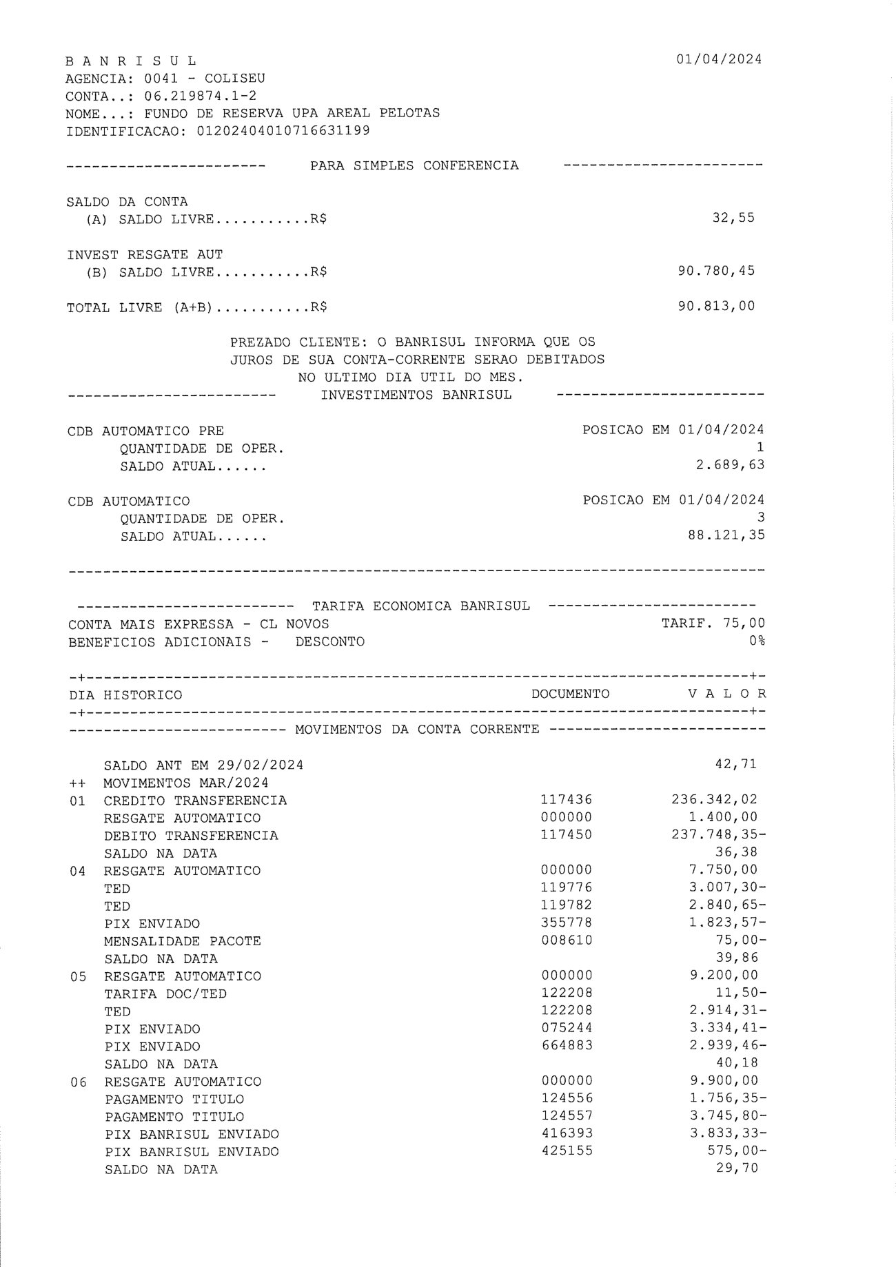 Página 4 de Relatorio Financeiro Upa Areal Fevereiro 2024