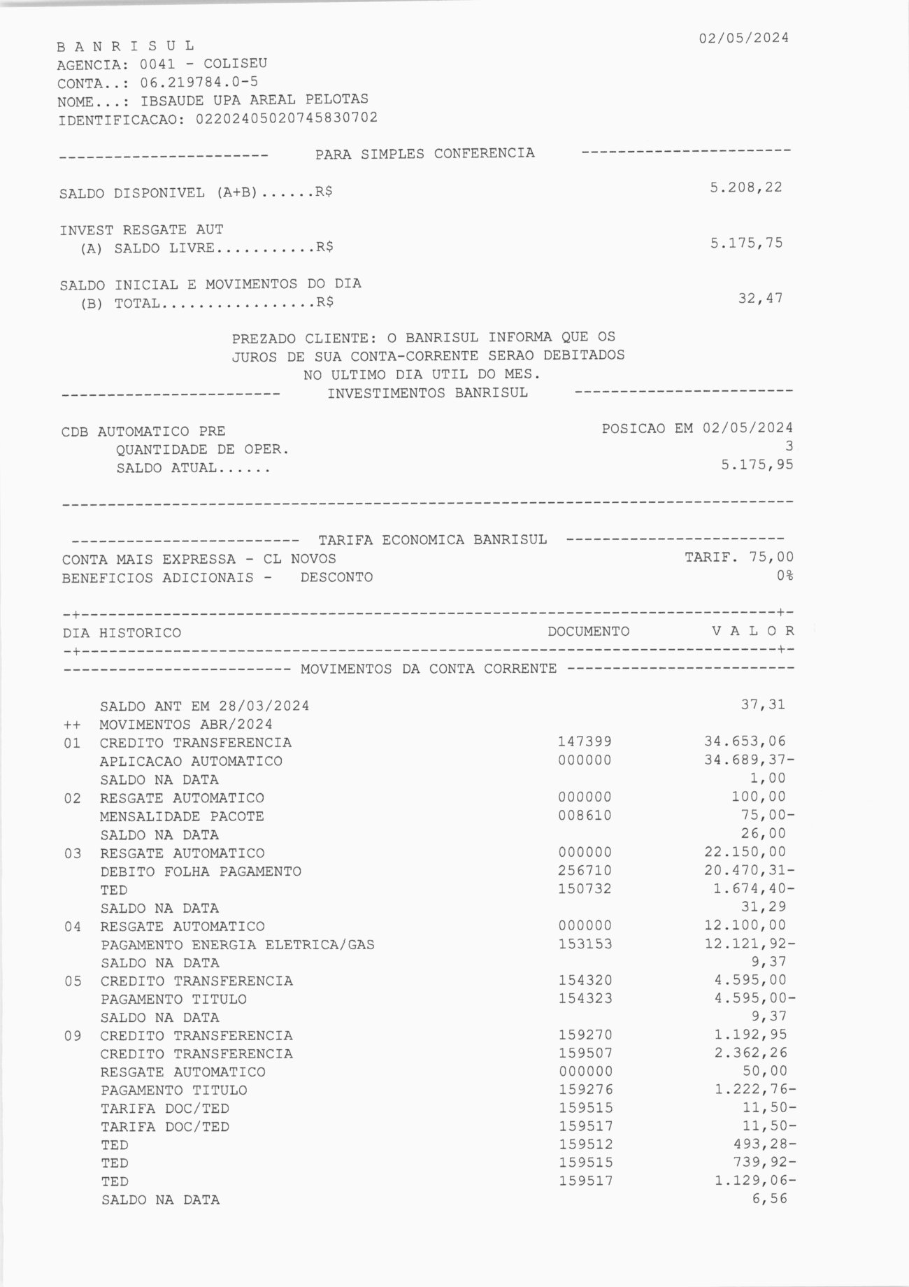 Página 10 de Relatorio Financeiro Upa Areal Março 2024