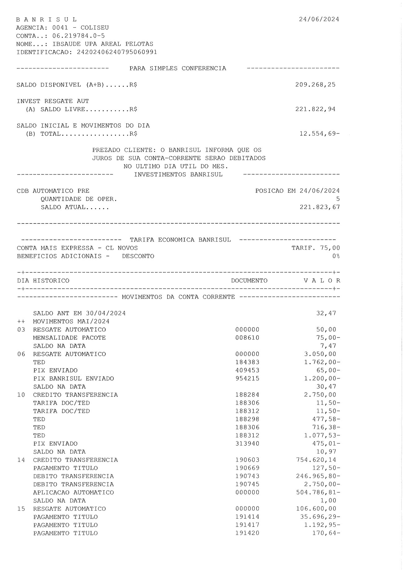 Página 7 de Relatorio Financeiro Upa Areal Abril 2024