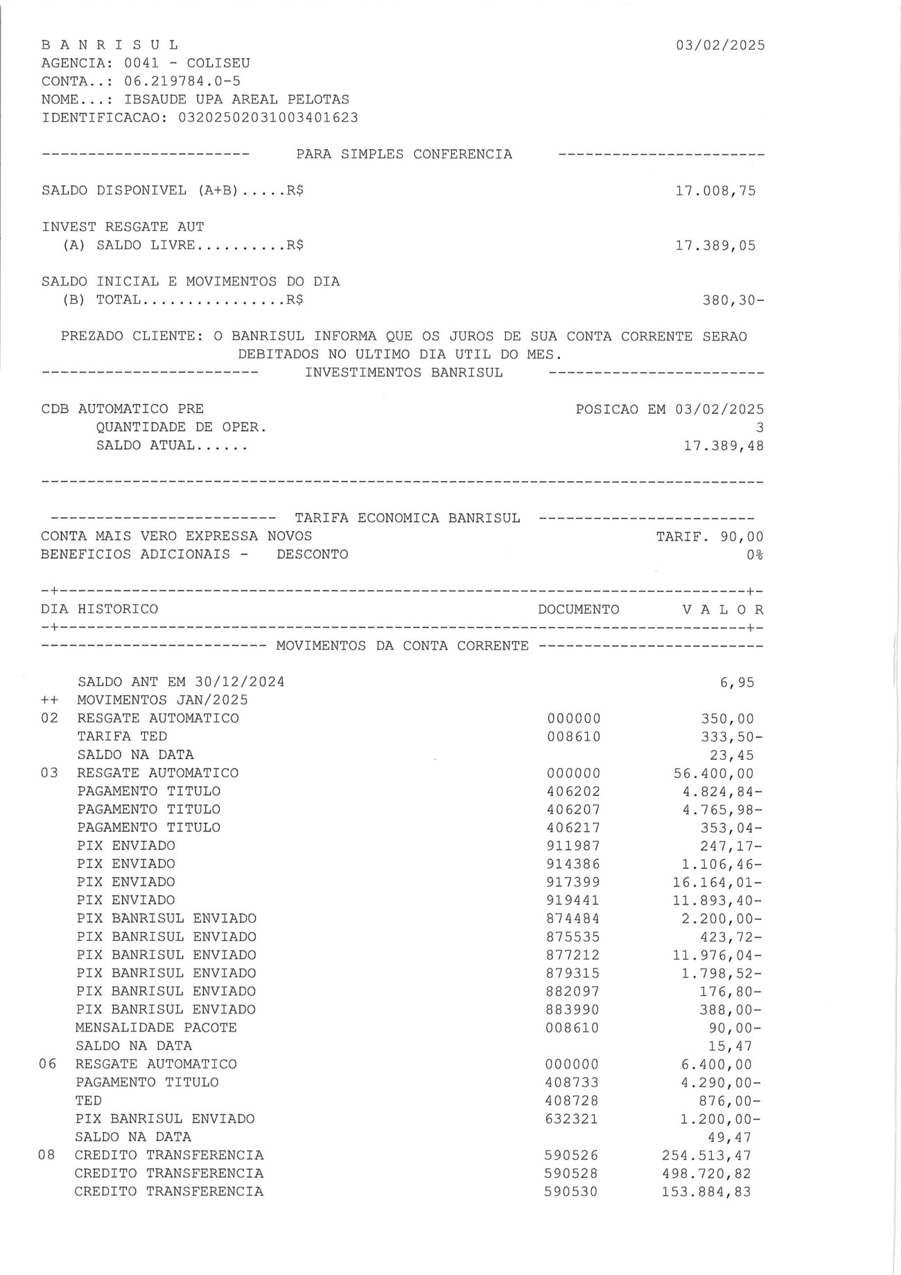 Página 9 de Relatorio Financeiro Upa Areal Dezembro 2024